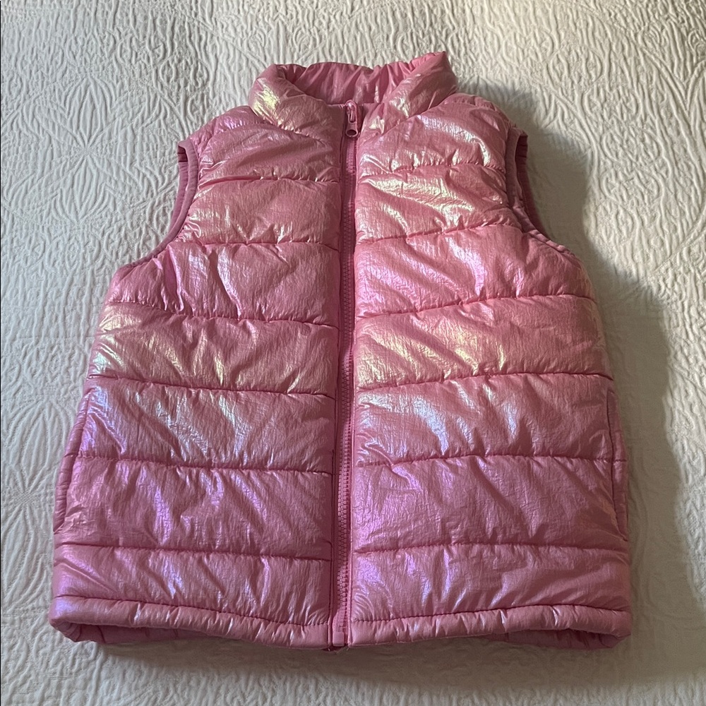 Ikali Shimmery Pink Puffer Vest, Size 8-10Y
